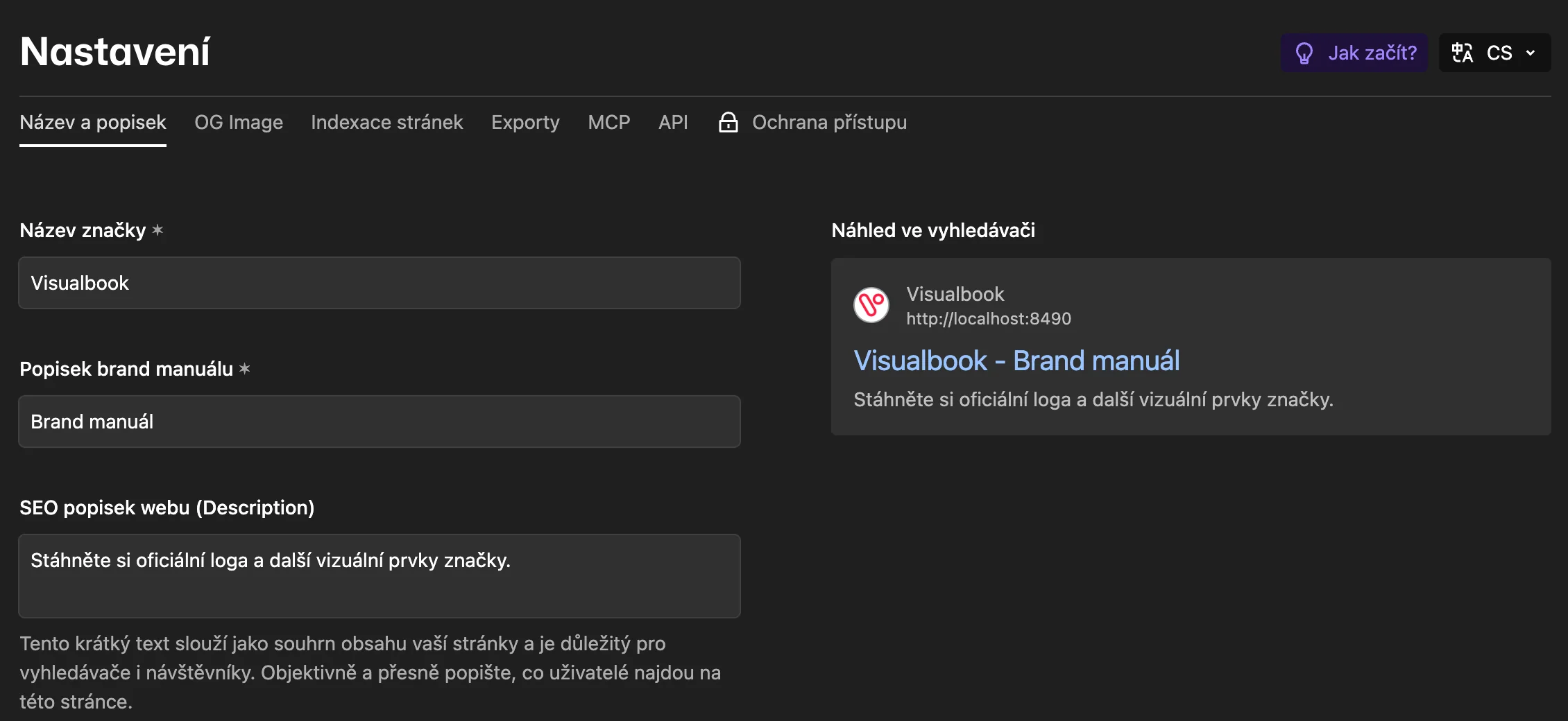 Vpravo vidíte, jak bude manuál vypadat ve výsledcích vyhledávání.